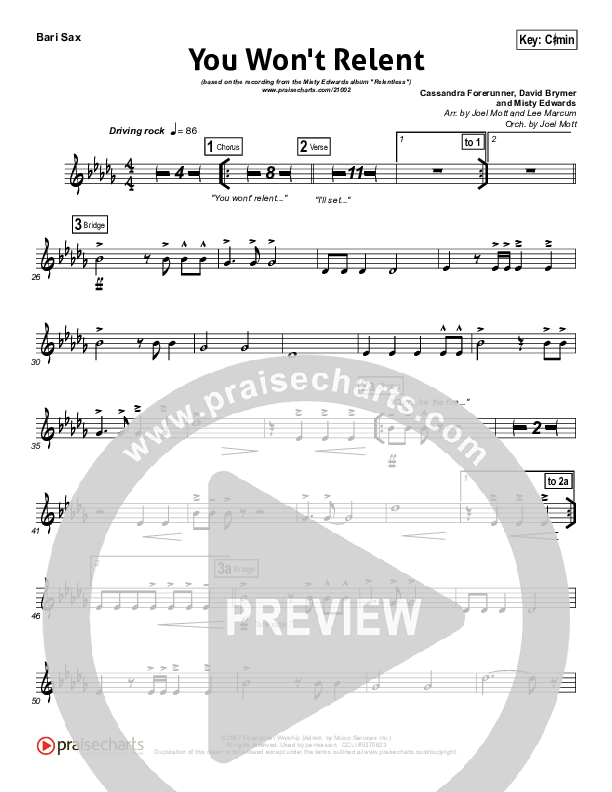 You Won't Relent Bari Sax (Misty Edwards)