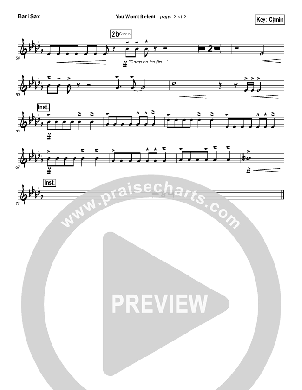 You Won't Relent Bari Sax (Misty Edwards)