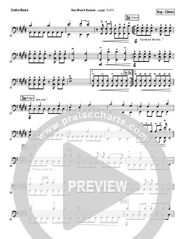 You Won't Relent Cello/Bass (Misty Edwards)