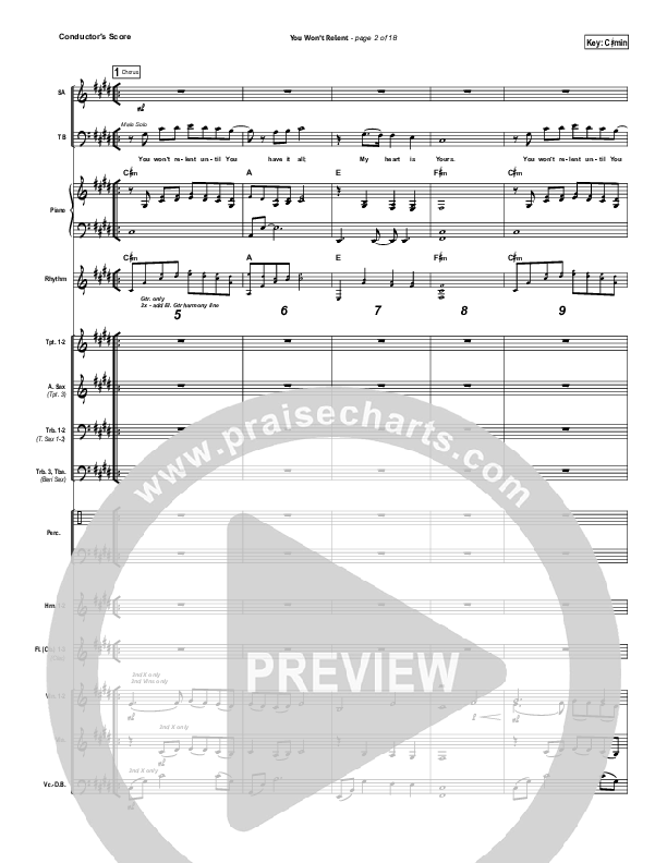 You Won't Relent Conductor's Score (Misty Edwards)