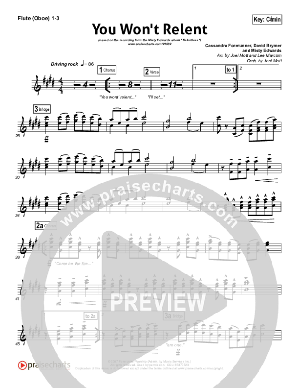 You Won't Relent Flute/Oboe 1/2/3 (Misty Edwards)