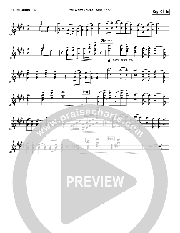 You Won't Relent Flute/Oboe 1/2/3 (Misty Edwards)