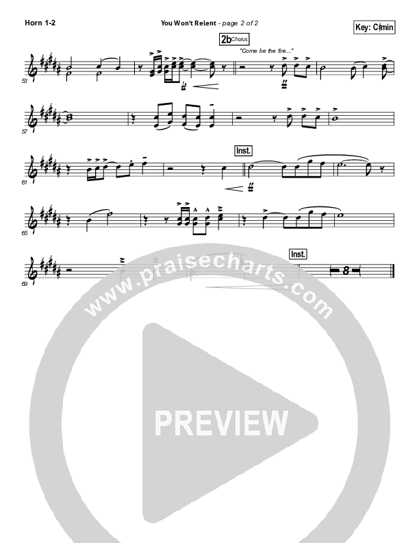 You Won't Relent French Horn 1/2 (Misty Edwards)