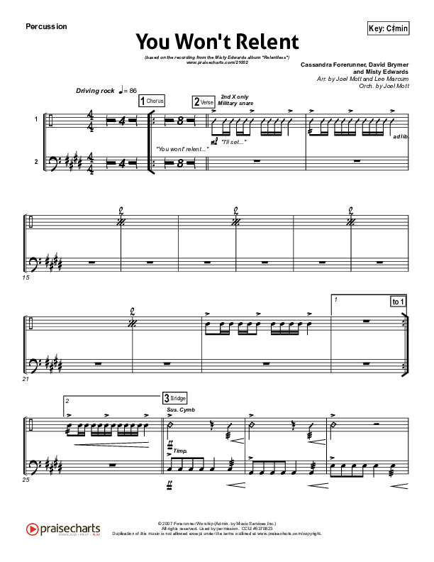 You Won't Relent Percussion (Misty Edwards)