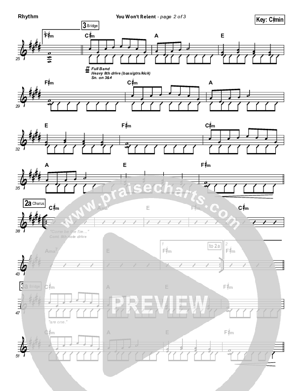 You Won't Relent Rhythm Chart (Misty Edwards)