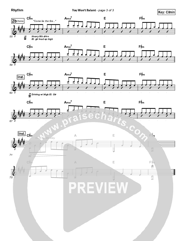 You Won't Relent Rhythm Chart (Misty Edwards)