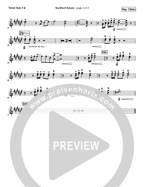 You Won't Relent Tenor Sax 1/2 (Misty Edwards)