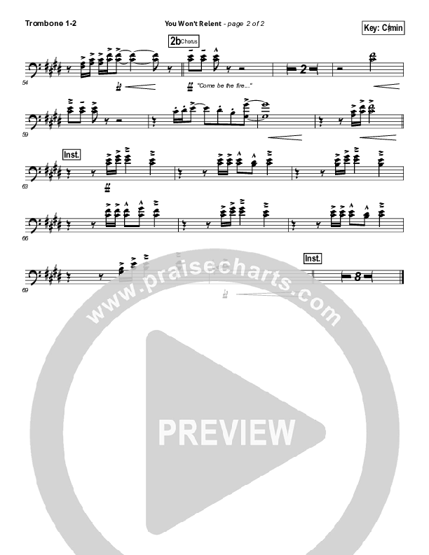 You Won't Relent Trombone 1/2 (Misty Edwards)