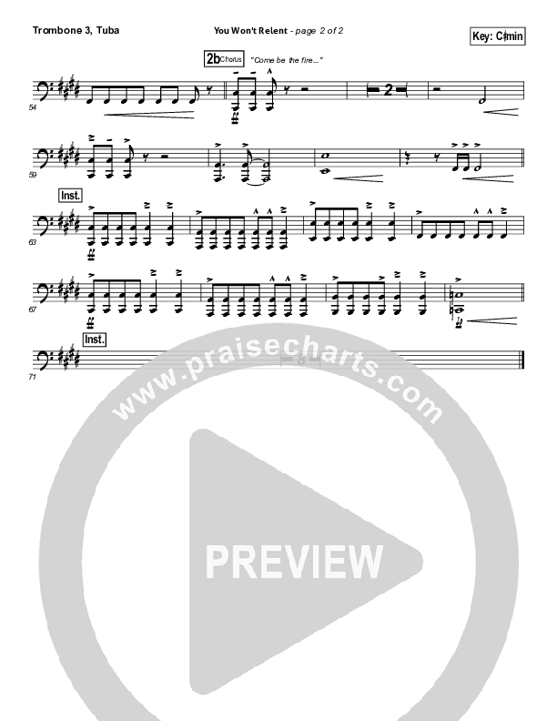 You Won't Relent Trombone 3/Tuba (Misty Edwards)