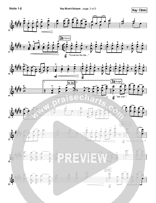 You Won't Relent Violin 1/2 (Misty Edwards)