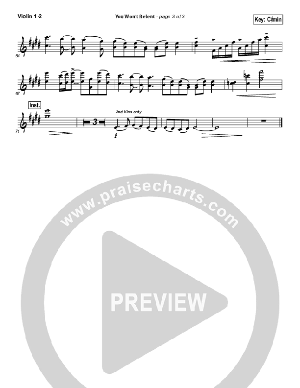 You Won't Relent Violin 1/2 (Misty Edwards)