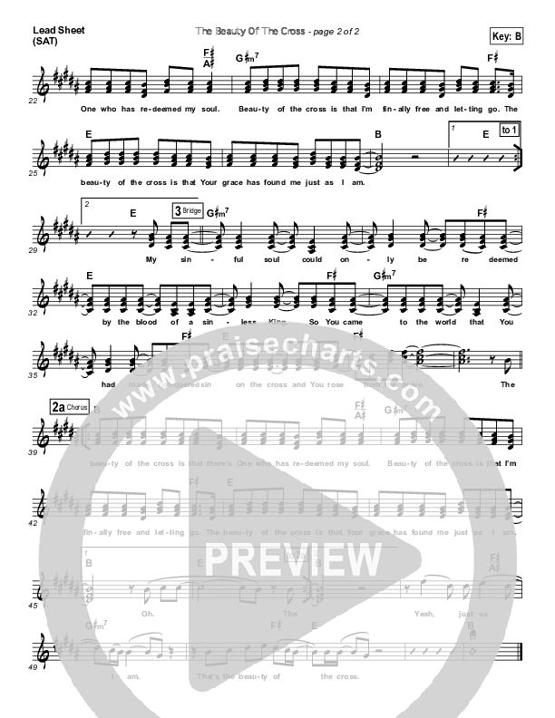 Beauty Of The Cross Lead Sheet (Jonny Diaz)