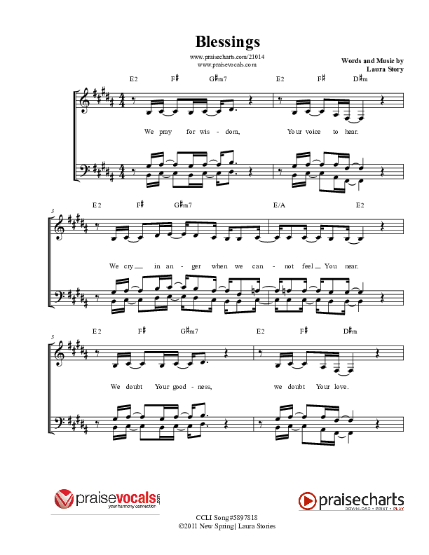 Blessings Lead Sheet (PraiseVocals)