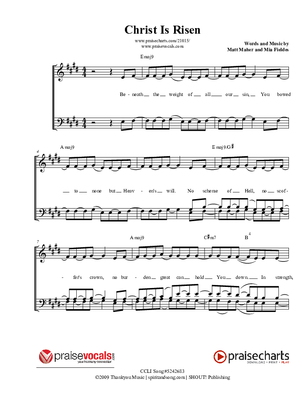 Christ Is Risen Lead Sheet (PraiseVocals)