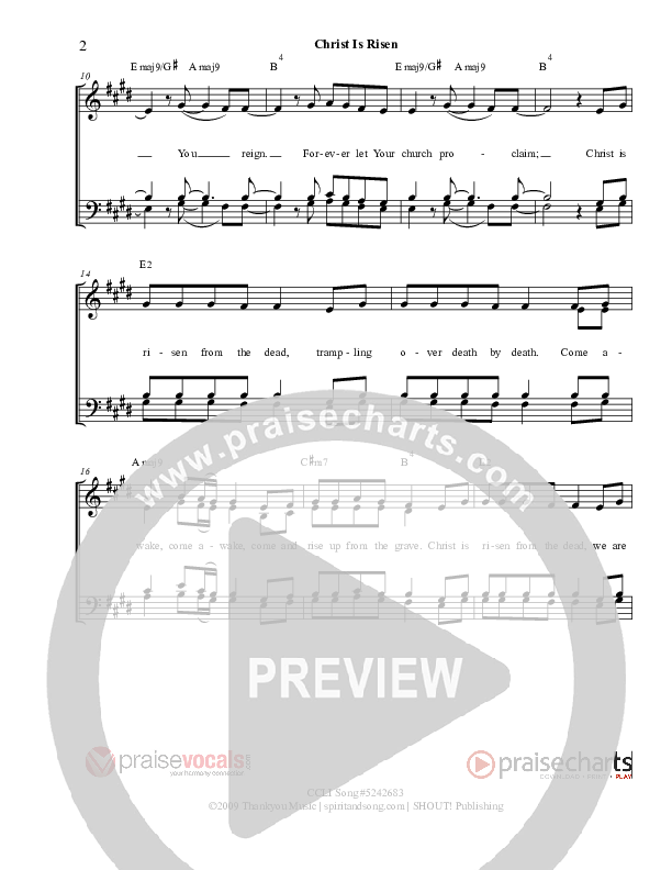 Christ Is Risen Lead Sheet (PraiseVocals)