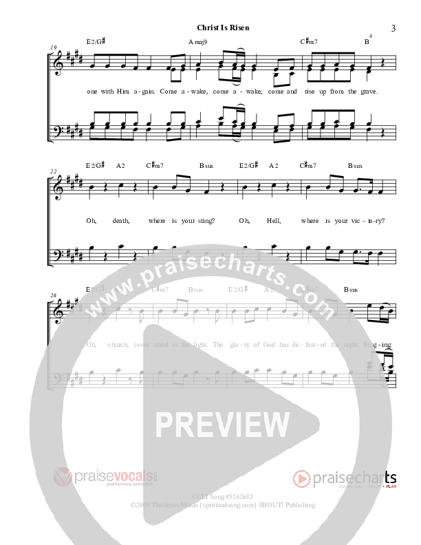 Christ Is Risen Lead Sheet (PraiseVocals)