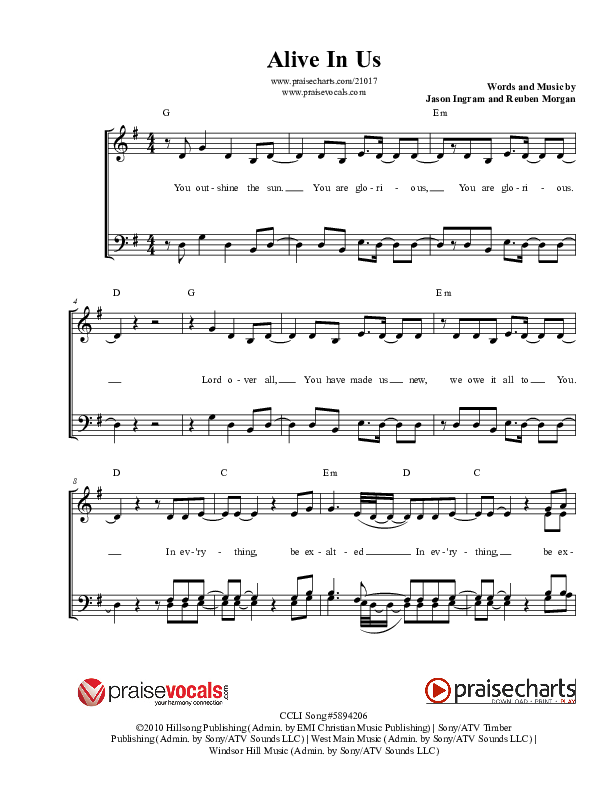 Alive In Us Lead Sheet (PraiseVocals)