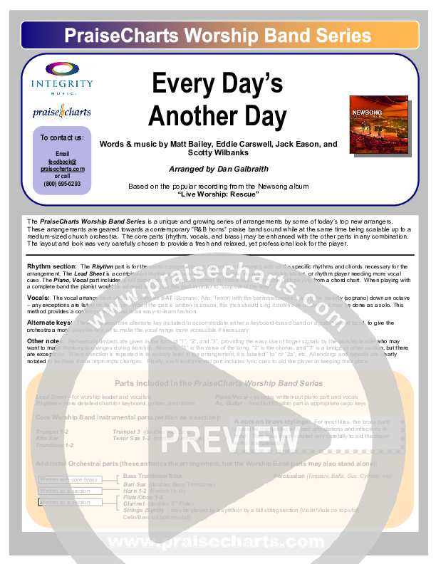 Every Day's Another Day (Journey To Eternity) Cover Sheet (Newsong)