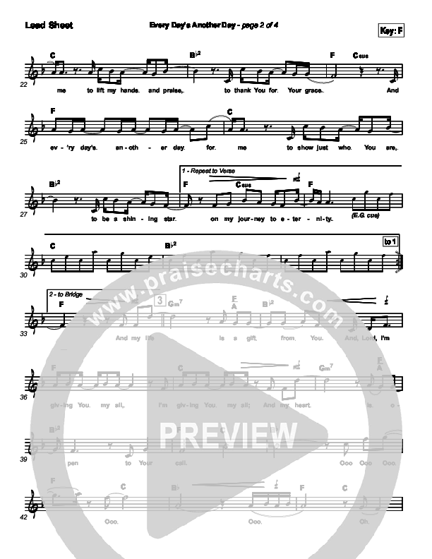 Every Day's Another Day (Journey To Eternity) Lead Sheet (SAT) (Newsong)
