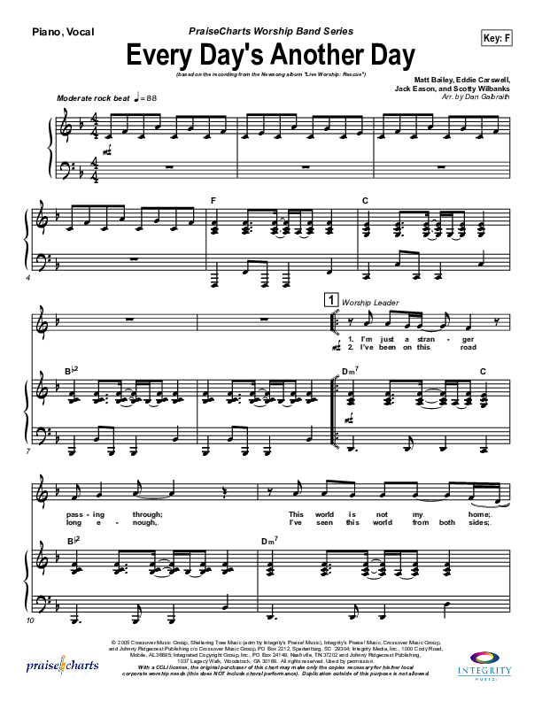 Every Day's Another Day (Journey To Eternity) Lead & Piano (Newsong)