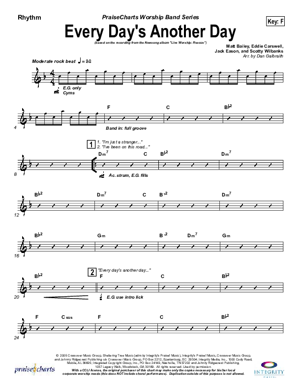 Every Day's Another Day (Journey To Eternity) Rhythm Chart (Newsong)