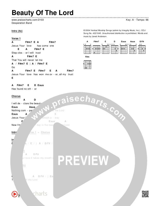 Beauty Of The Lord Chords & Lyrics (Desperation Band)