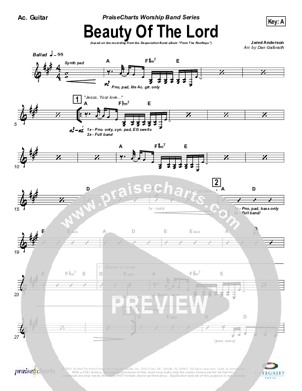 Beauty Of The Lord Rhythm Chart (Desperation Band)