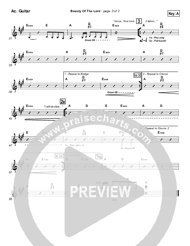 Beauty Of The Lord Rhythm Chart (Desperation Band)