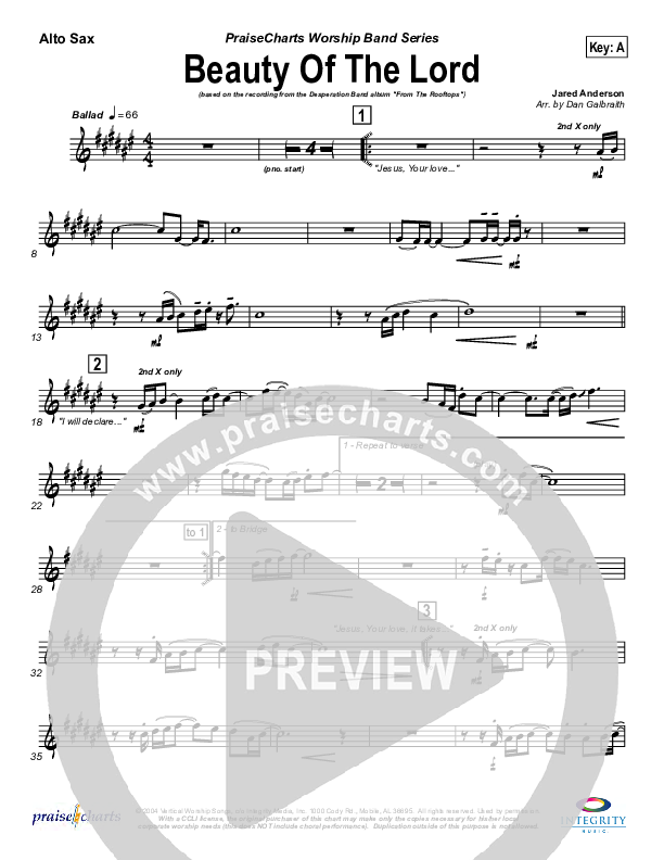 Beauty Of The Lord Alto Sax (Desperation Band)