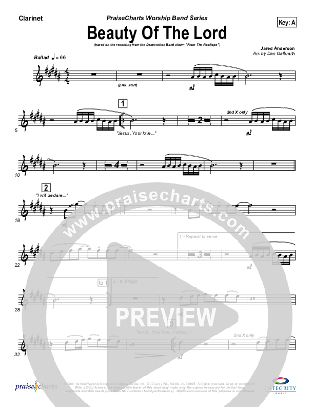 Beauty Of The Lord Clarinet (Desperation Band)