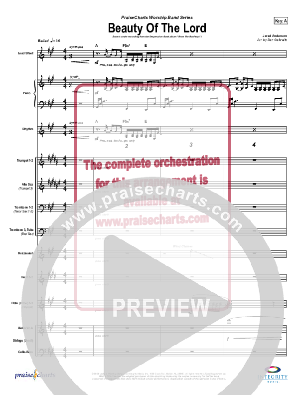 Beauty Of The Lord Orchestration (Desperation Band)