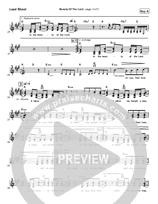 Beauty Of The Lord Lead Sheet (Desperation Band)