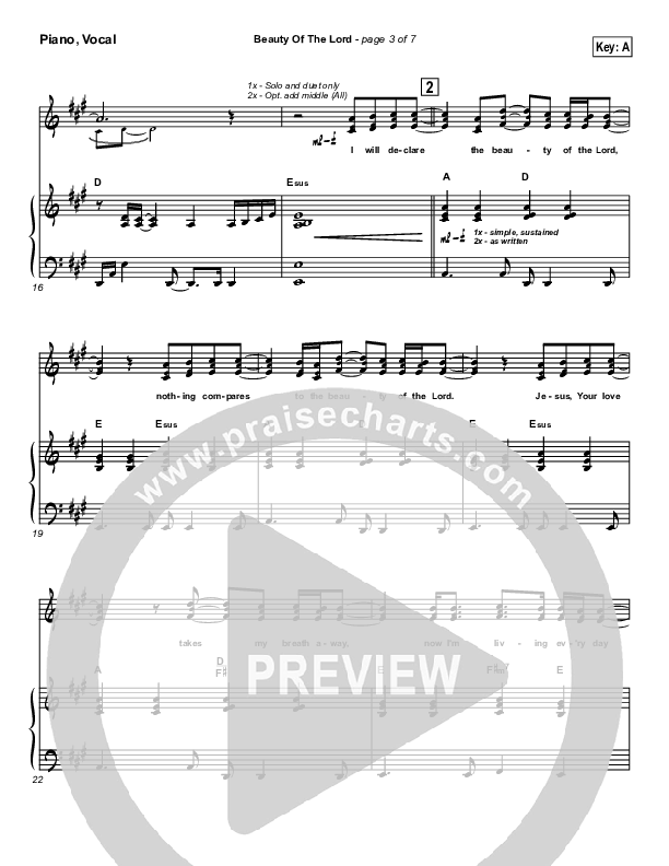 Beauty Of The Lord Piano/Vocal Pack (Desperation Band)