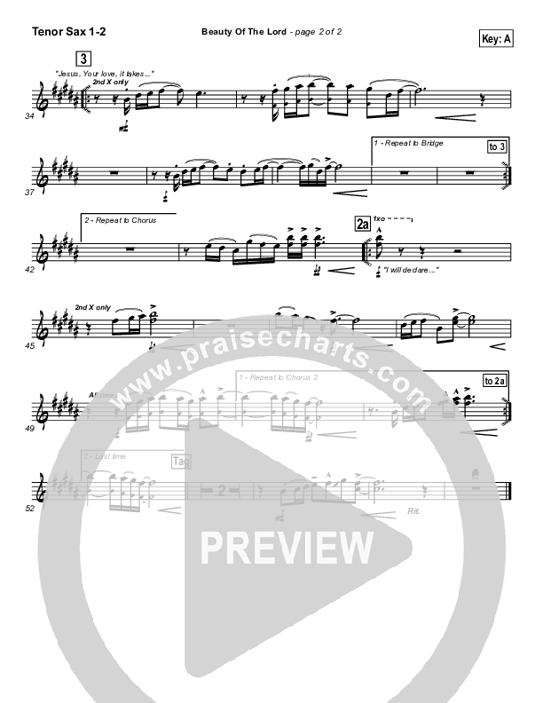 Beauty Of The Lord Tenor Sax 1/2 (Desperation Band)