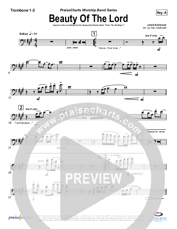 Beauty Of The Lord Trombone 1/2 (Desperation Band)