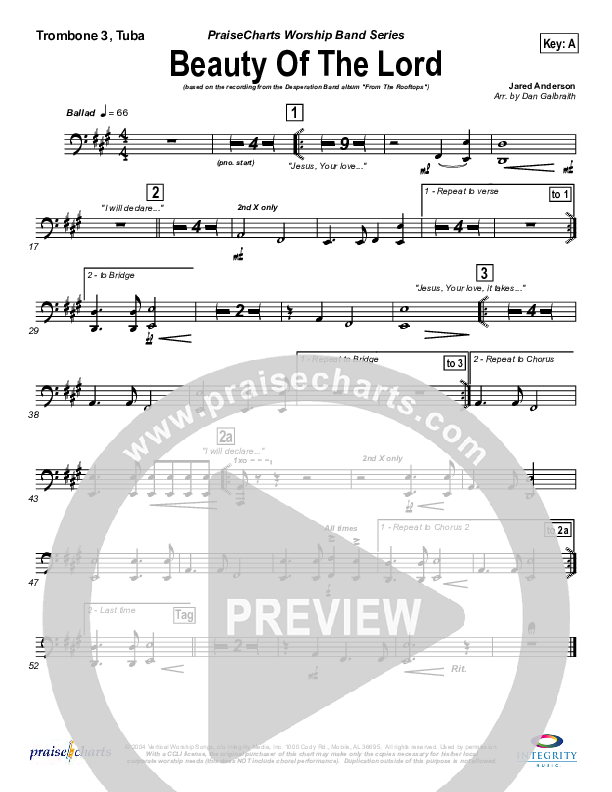 Beauty Of The Lord Trombone 3/Tuba (Desperation Band)