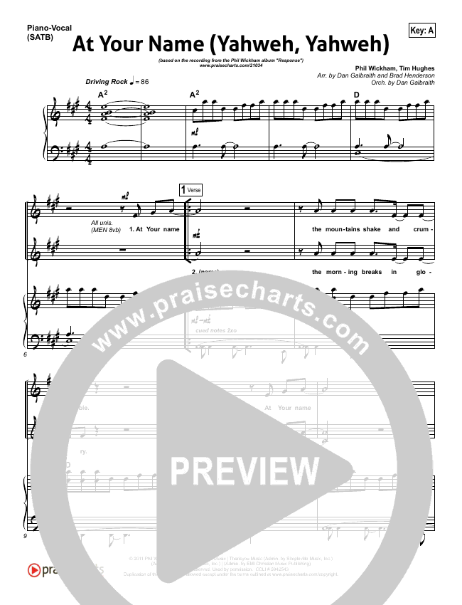 At Your Name Sheet Music (Phil Wickham) PraiseCharts