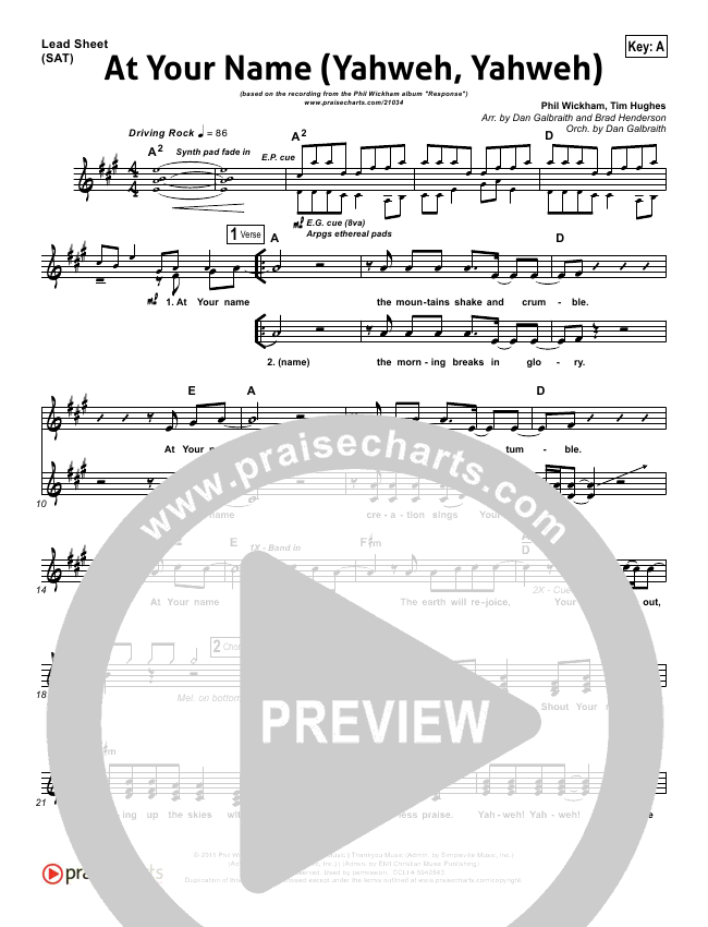 At Your Name Orchestration Phil Wickham Praisecharts