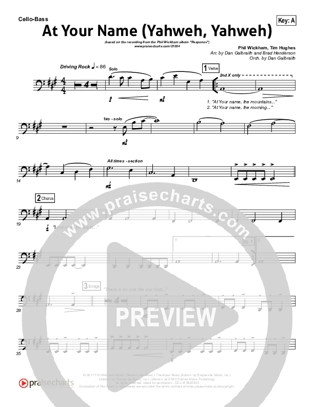 At Your Name Cello/Bass (Phil Wickham)