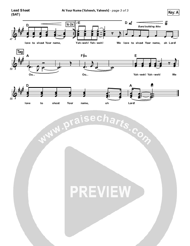 At Your Name Lead Sheet (SAT) (Phil Wickham)