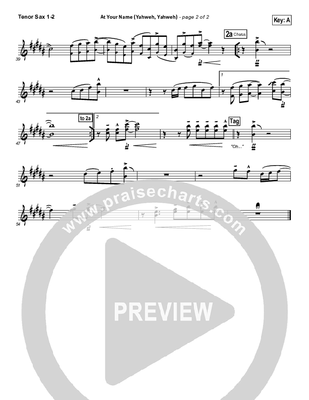 At Your Name Tenor Sax 1/2 (Phil Wickham)