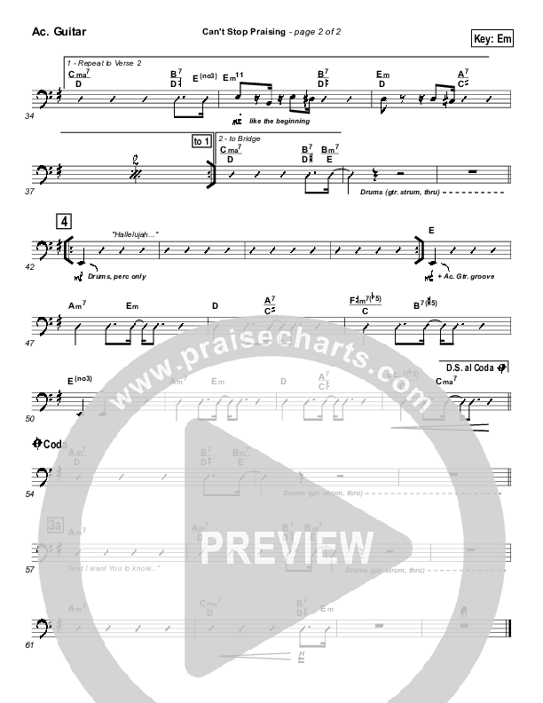 Can't Stop Praising Rhythm Chart (Hillsong Worship)