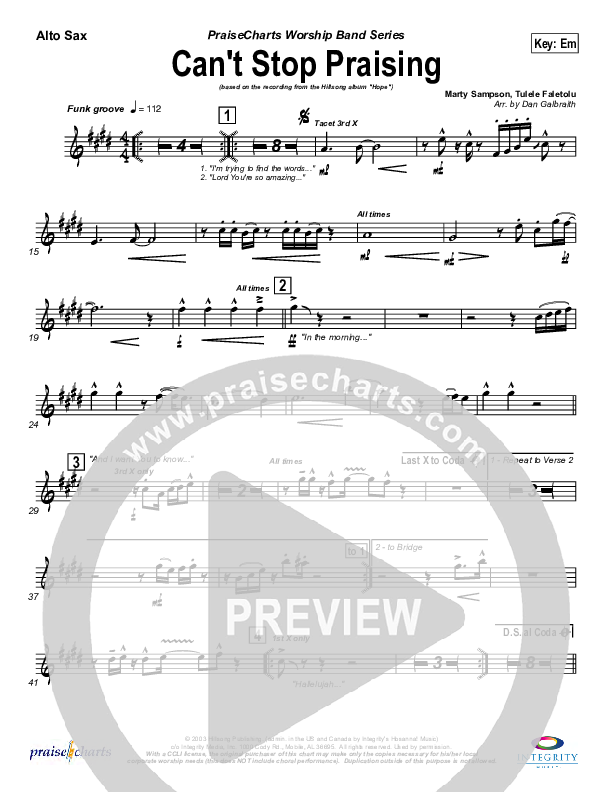 Can't Stop Praising Wind Pack (Hillsong Worship)