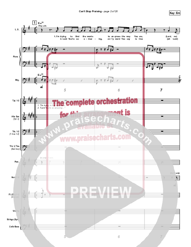 Can't Stop Praising Conductor's Score (Hillsong Worship)