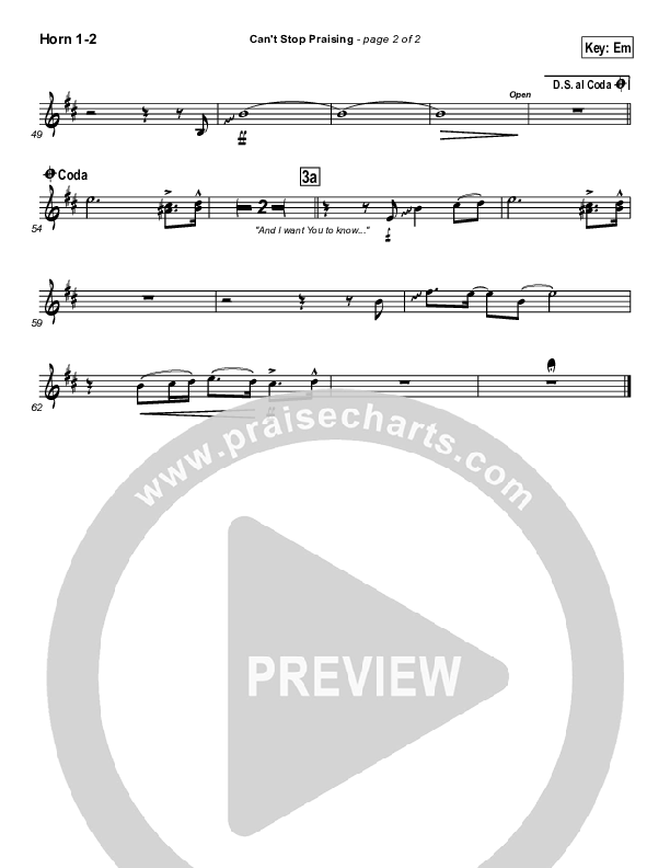 Can't Stop Praising French Horn 1/2 (Hillsong Worship)