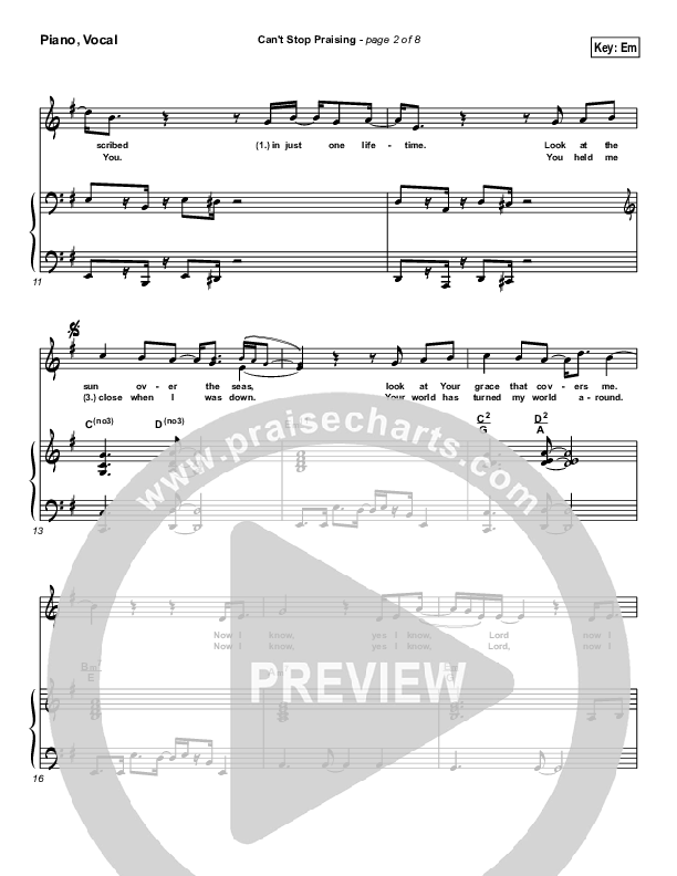 Can't Stop Praising Lead & Piano (Hillsong Worship)