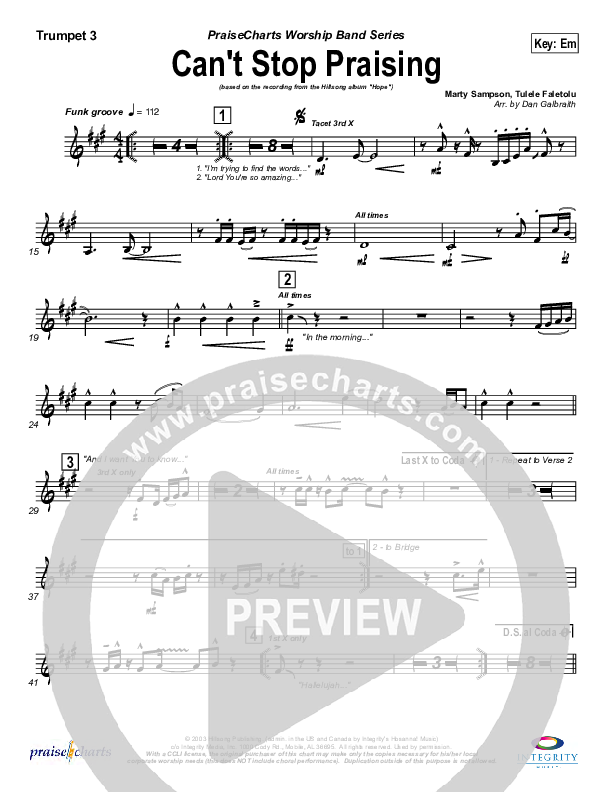 Can't Stop Praising Trumpet 3 (Hillsong Worship)