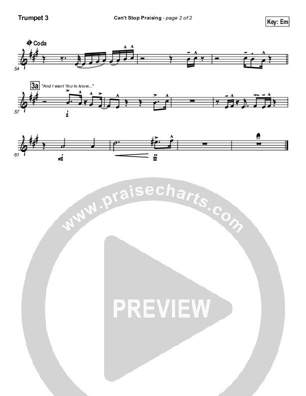 Can't Stop Praising Trumpet 3 (Hillsong Worship)