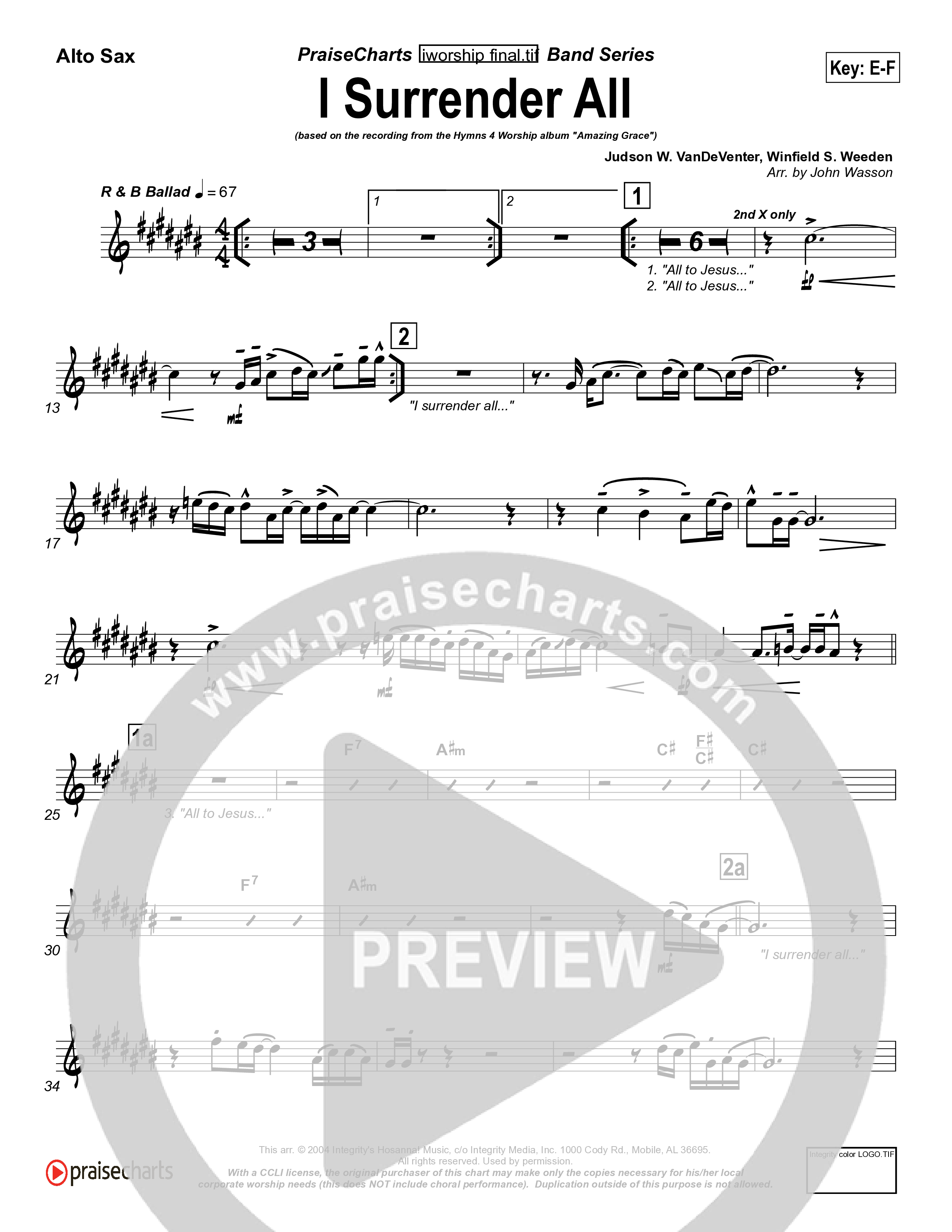 I Surrender All Alto Sax (Israel Houghton)