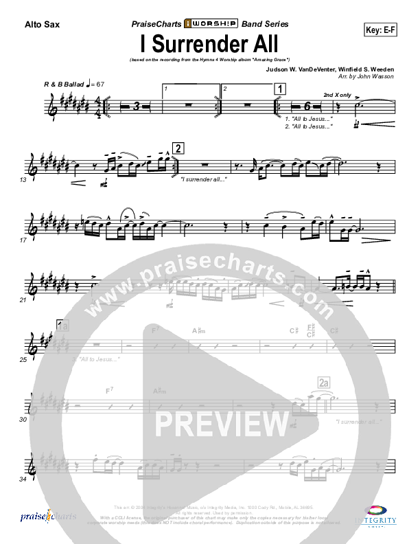 I Surrender All Alto Sax (Israel Houghton)